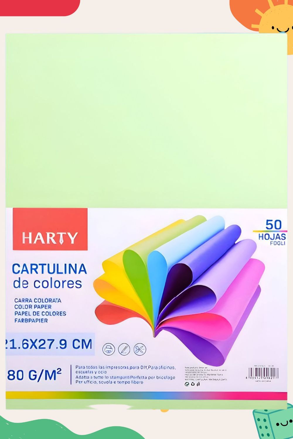 Hojas de colores c/50 verde pastel