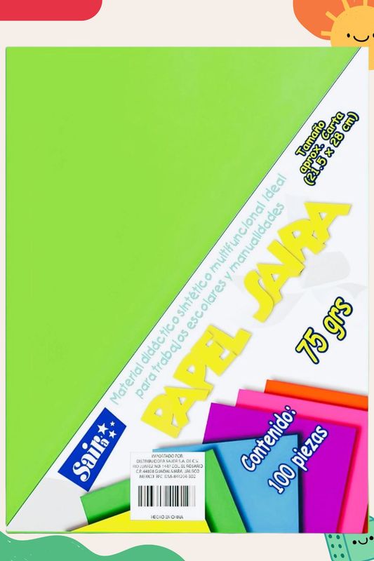 hojas de color c/100 verde limon