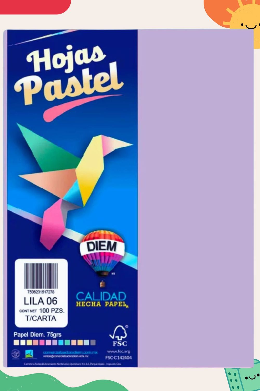 Hojas de color c/100  lila