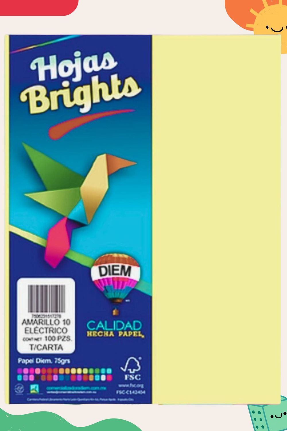 Hojas de color c/100 amarillo pastel