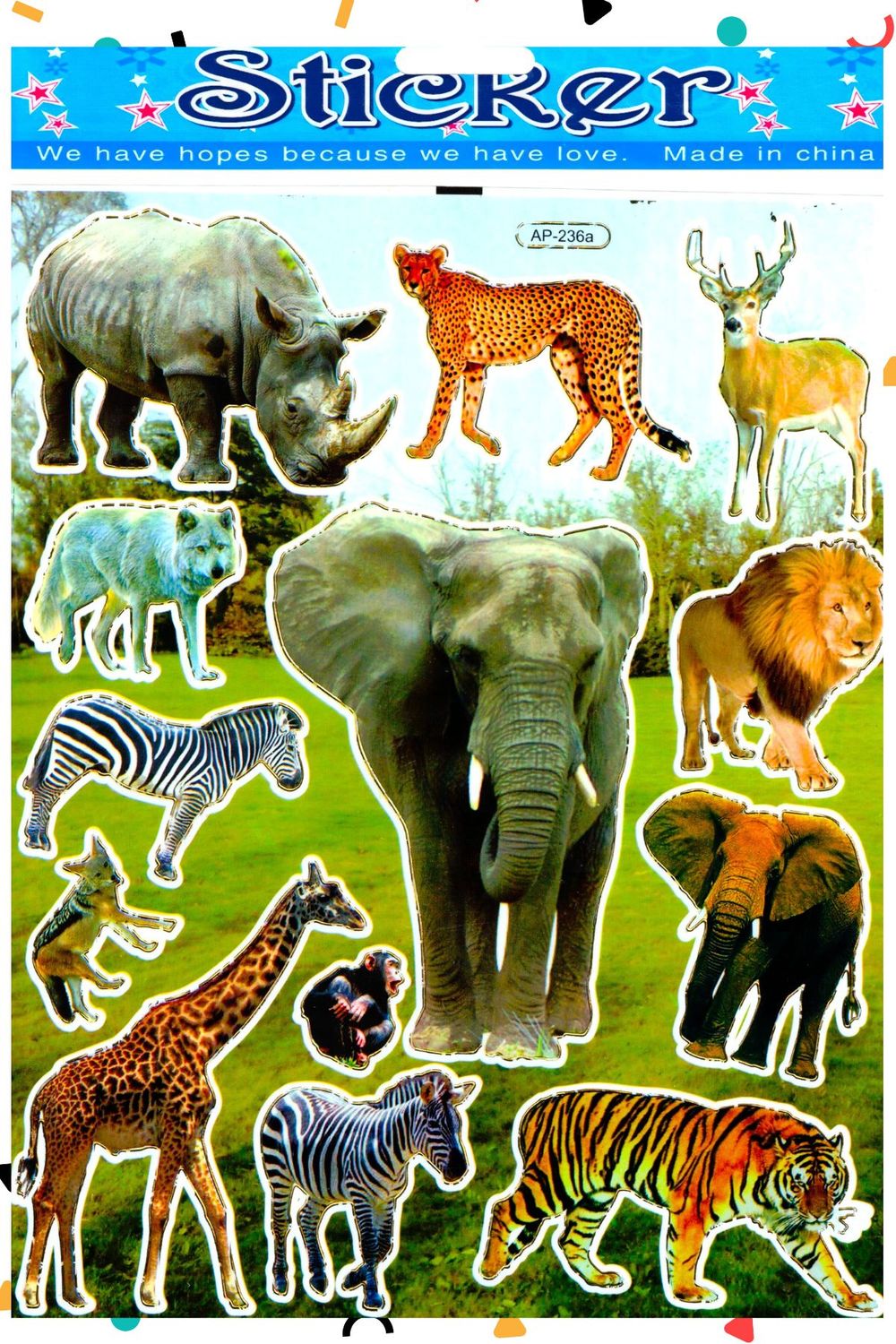 Stickers con 3 Animales