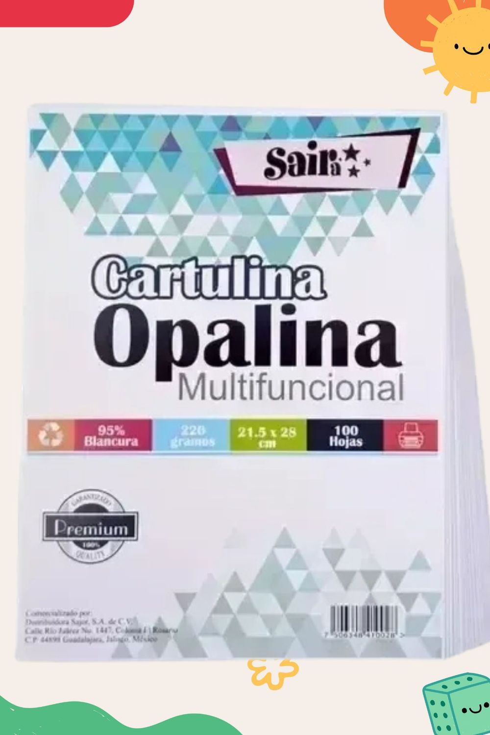 papel opalina paquete de 100 hojas 125gr