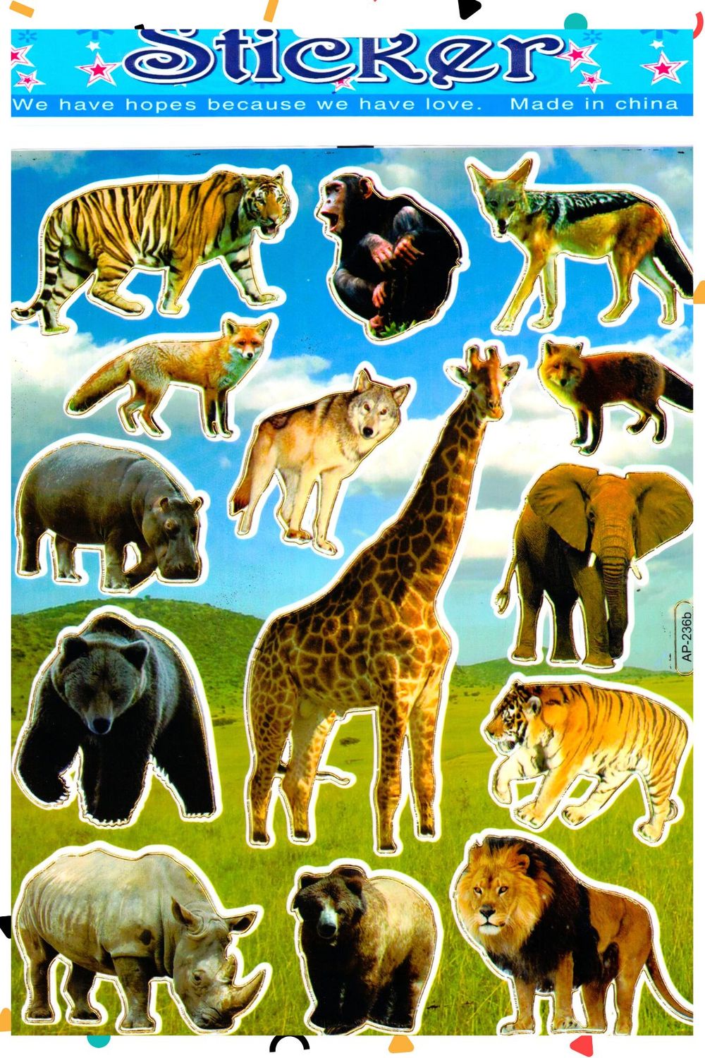 Stickers con 3 Animales mod.2