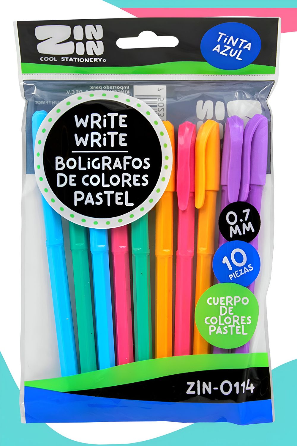 Boligrafos c/10 tinta azul ZIN ZIN