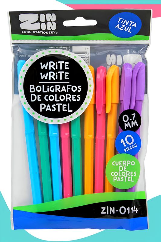 Boligrafos c/10 tinta azul ZIN ZIN