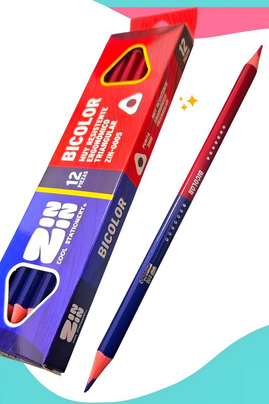 Lapiz bicolor delgado c/12 pzas
