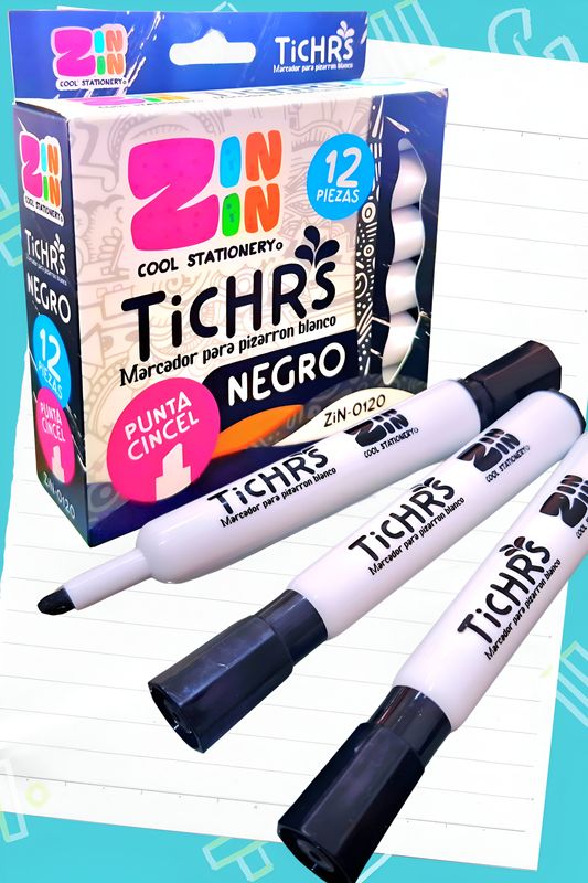 Marcador c/12 de pizarra negro