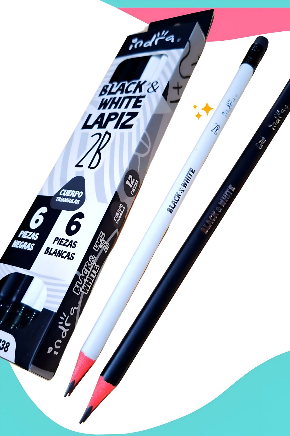 Lapices indra c/12 black y white