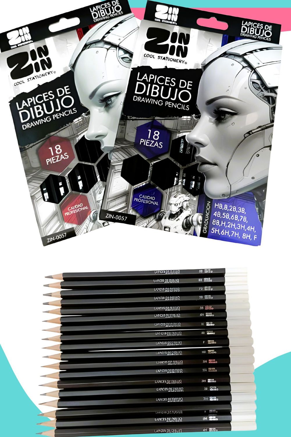 Lápices de dibujo 18 pzas ZIN ZIN