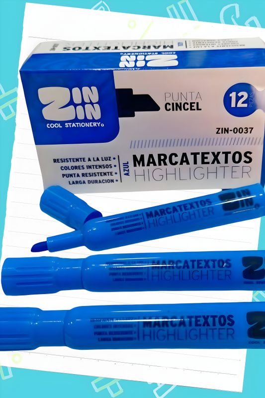Marca textos c/12 azul económico