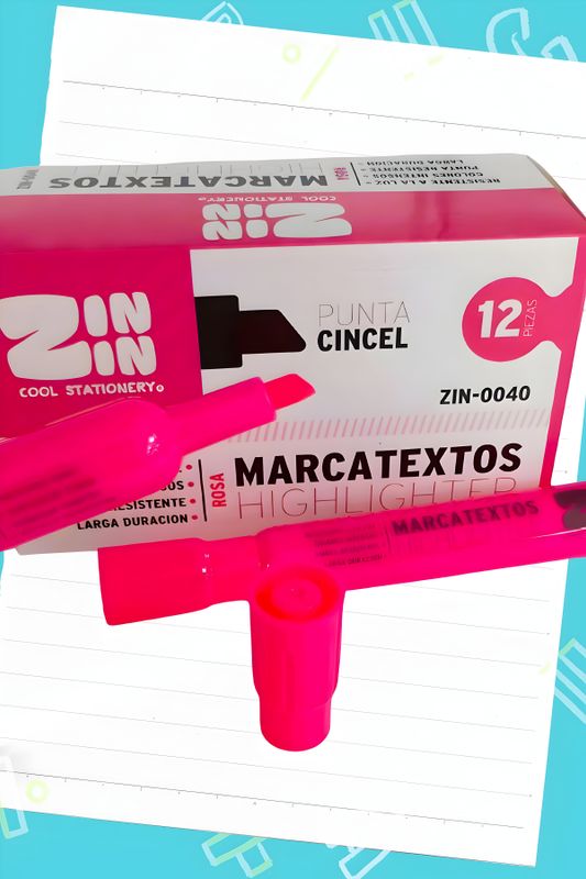 Marca textos c/12 rosa económico