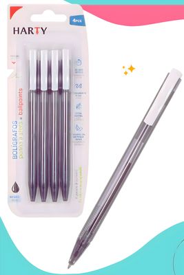 Bolígrafo retráctil c/4 negro HARTY