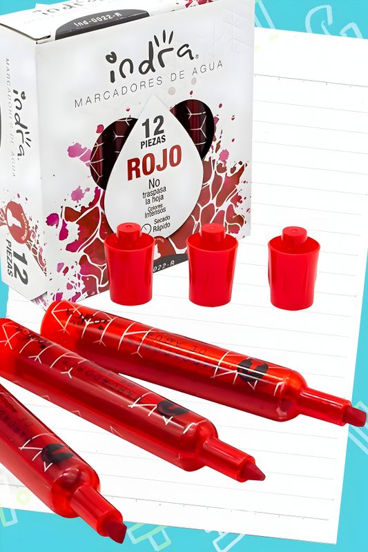 Marcador de agua c/12 INDRA rojo