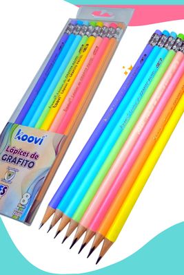 Lapiz de grafito c/8 colores pastel