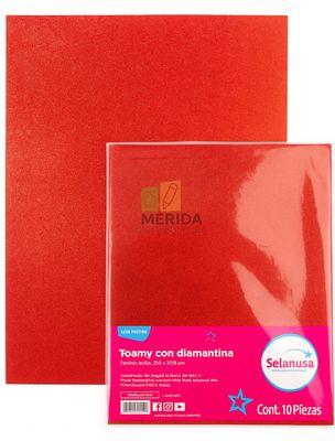 foamy diamantado c/5 43x56 cm pza rojo coral-227