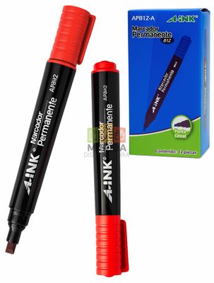 Permanente C/12 piezas – Punta Cincel(gruesa) Rojo