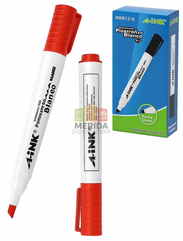 marcador c/12 de pizarra grueso aink rojo