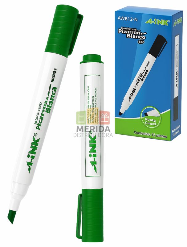 marcador c/12 de pizarra grueso aink verde