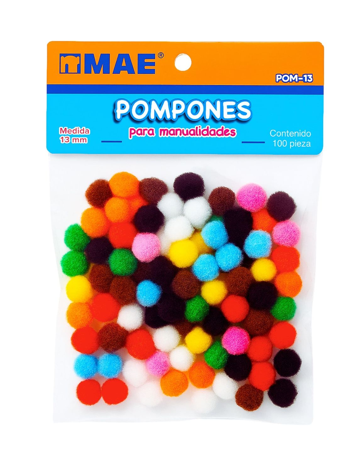 Pompones 13 mm – Bolsa con 100 Piezas Multicolor