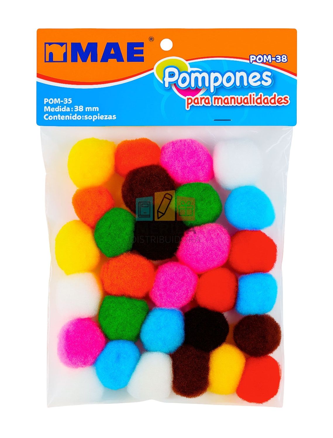 Pompones 38 mm – con 50 Piezas Multicolor
