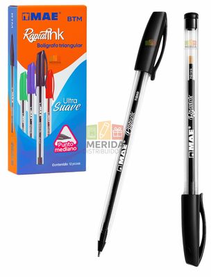 Bolígrafo c/12 Punto med 1 mm negro