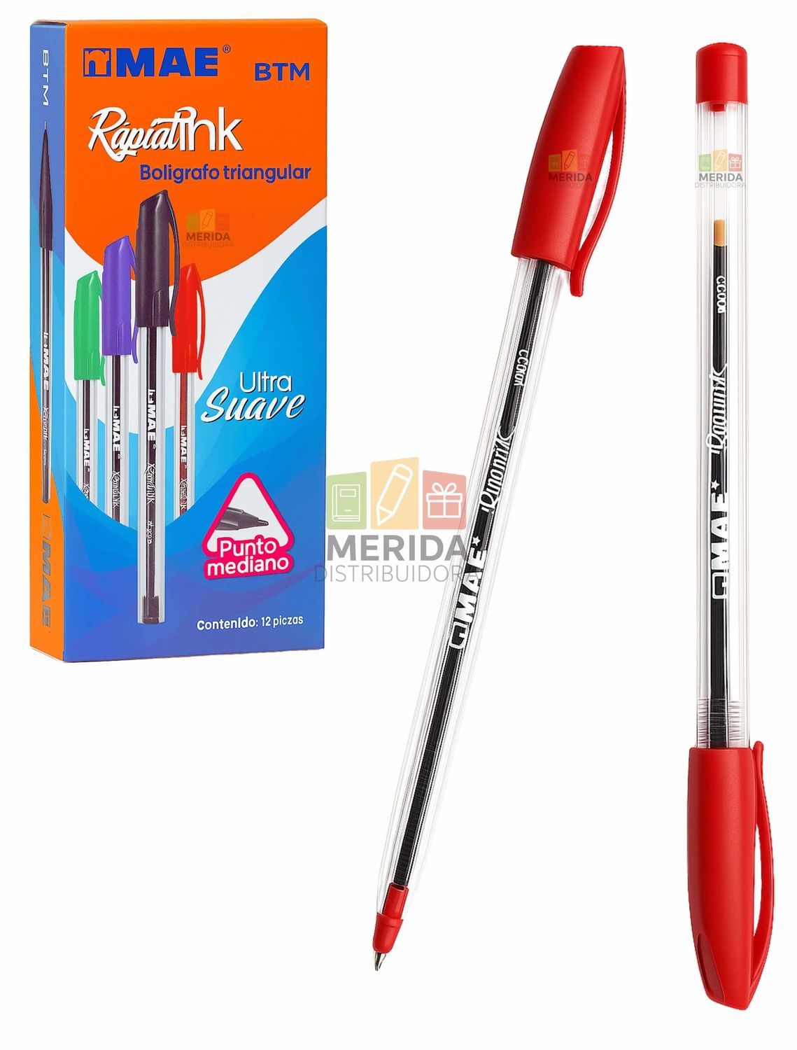 Bolígrafo c/12 Punto med 1 mm rojo
