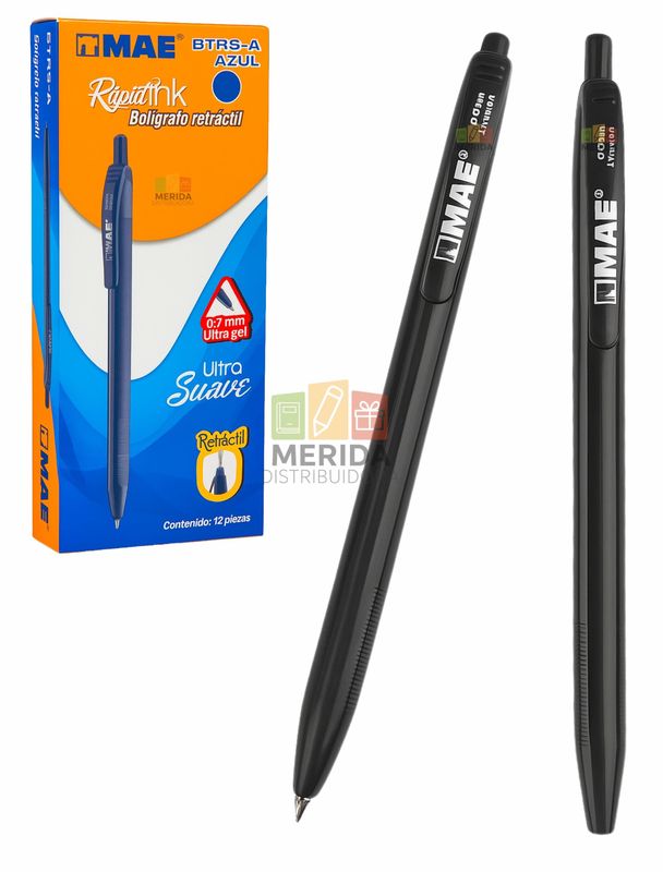 Bolígrafo c/12 Retráctil 0.7 mm negro
