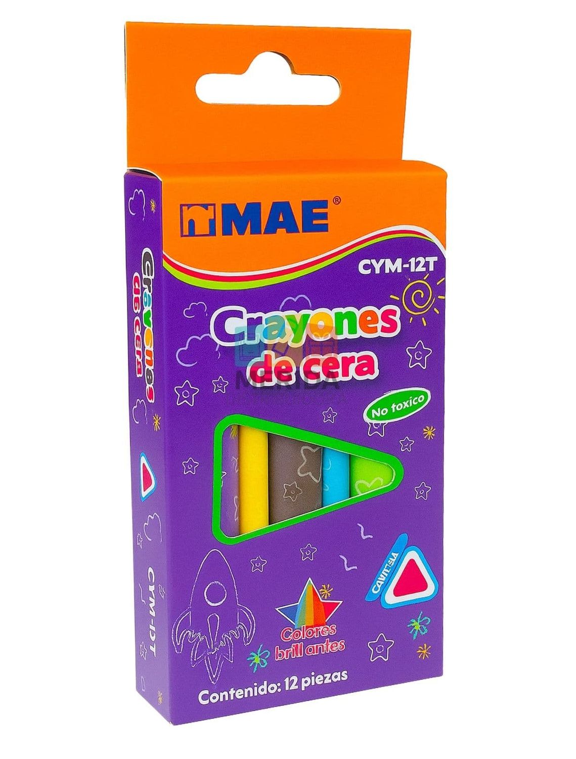 Crayones C/12 Triangular de cera MAE delgados