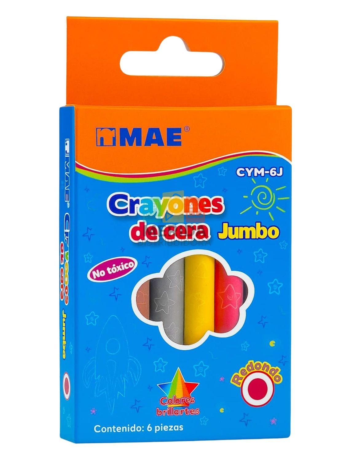 Crayones C/6 Jumbo redondos de cera MAE