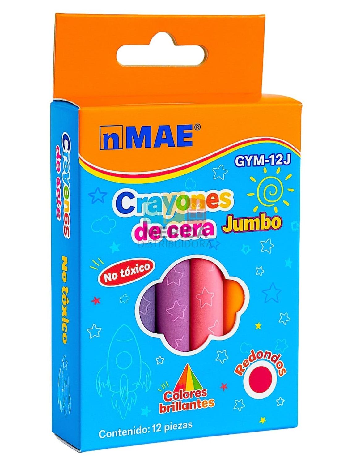 Crayones C/12 Jumbo redondos de cera MAE