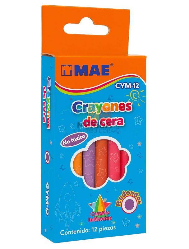 Crayones C/12 redondos de cera MAE delgados