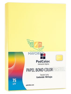 Hojas de Color Amarillo pastel Tamaño Carta | Paq. c/100 Hojas de Color Amarillo pastel Tamaño Carta | Paq. c/100