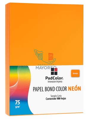 Hojas de Color Naranja Fluo Tamaño Carta | Paq. c/100 Hojas de Color Naranja Fluo Tamaño Carta | Paq. c/100