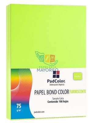 Hojas de Color Verde fluo Carta | Paq. c/100