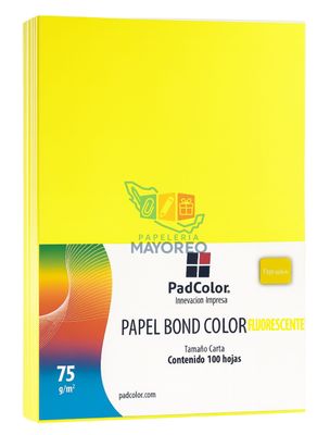 Hojas de color c/100 amarillo fluorescente