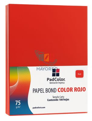 Hojas de Color Rojo Carta | Paq. c/100