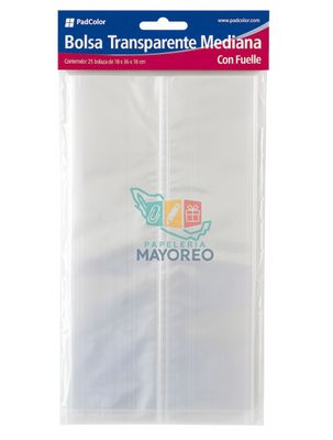 Bolsa Celofan c/25 36x16x13 cm con fuelle MED