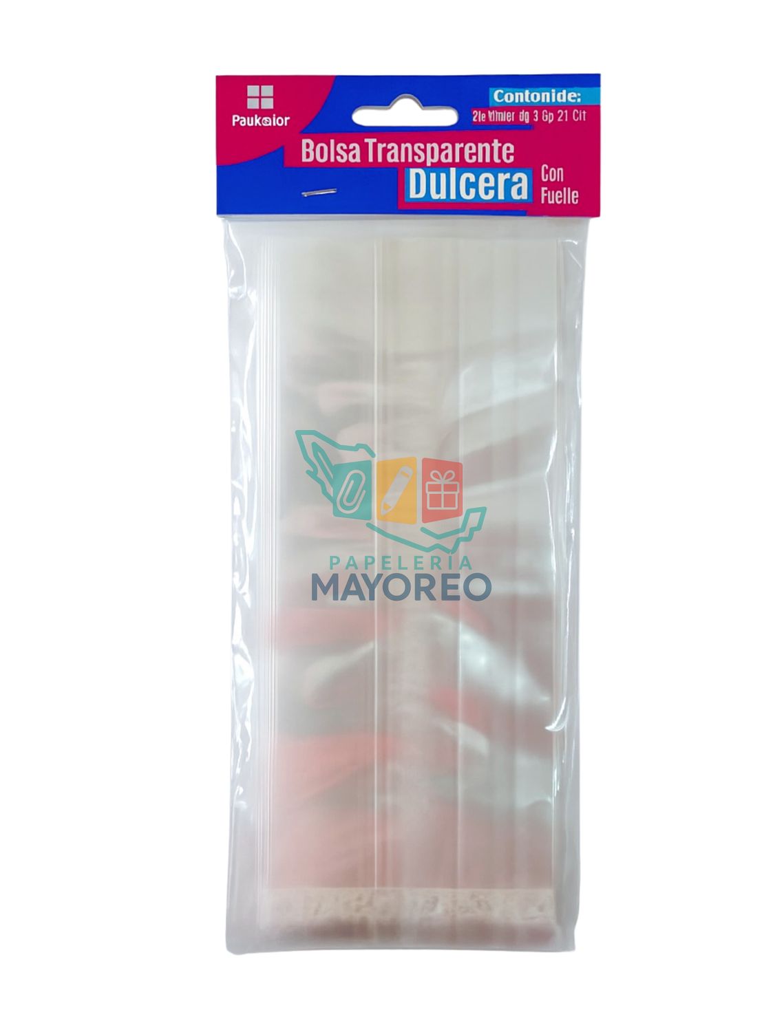Bolsa Celofan c/25  21x8.5x6 cm con fuelle dulcera
