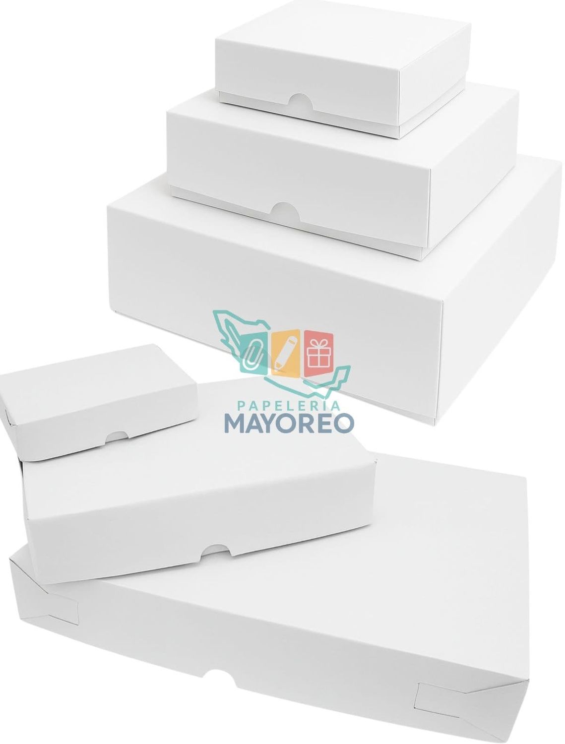 Cajas c/10 rectangular blanca num 5, 24.5x18+6 cm