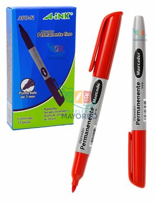 Permanente c/12 Fino A-INK APD-Rojo Permanente c/12 Fino A-INK APD-Rojo