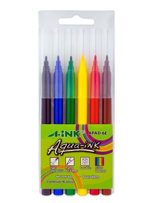 Plumones A-INK| Estuche con 6 Colores Intensos