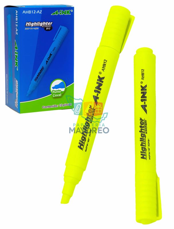 Resaltador c/12 Punta Cincel Amarillo