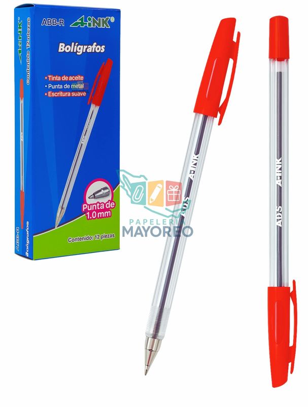 Boligrafos c/12 med AINK rojo