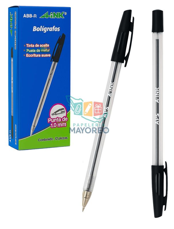 Boligrafos c/12 med AINK negro
