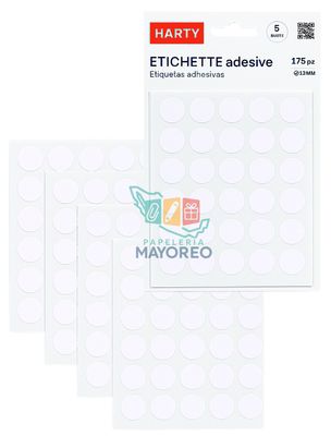 Etiquetas Adhesivas Circulos HARTY - Paq c/5 Hojas