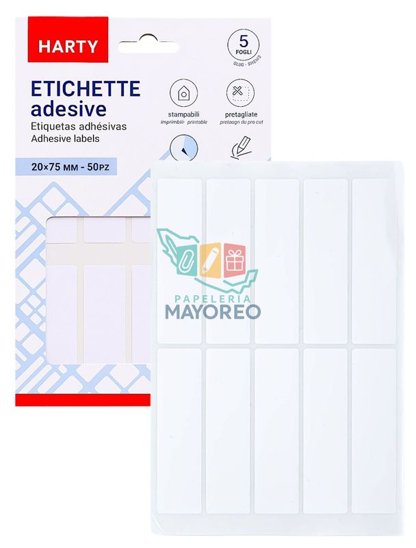 Etiquetas Adhesivas 20x75mm - Paq c/5 Hojas