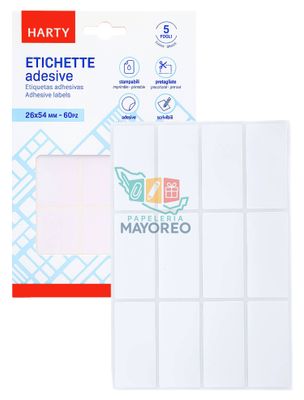 Etiquetas Adhesivas 26x54mm - Paq c/5 Hojas