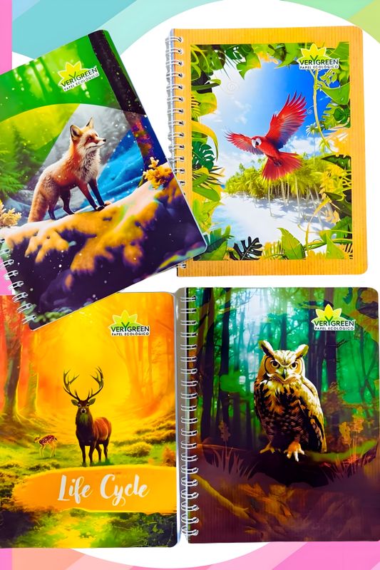 cuaderno doble espiral cuadro 7 verygreen