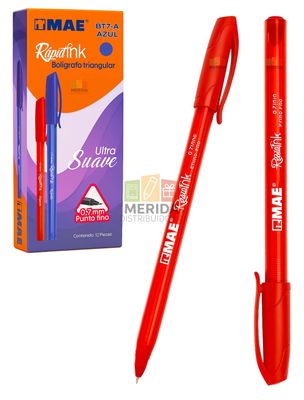 Bolígrafo c/12 Punto Fino 0.7mm rojo