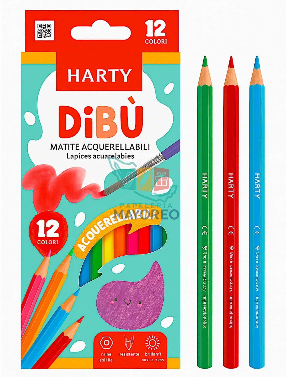 Lápices Acuarelables HARTY DiBÙ 12 Colores